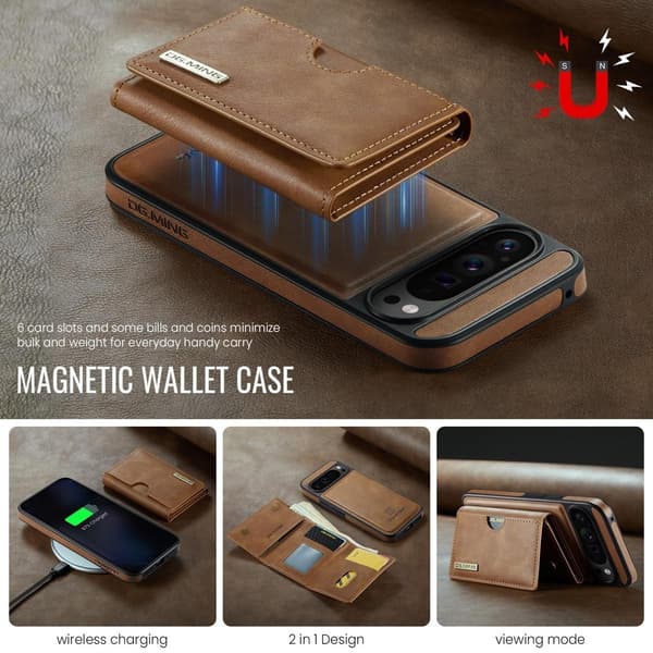(Til iPhone 16 Plus) DG.MING M6 Serien Magnetisk Pung Etui sort