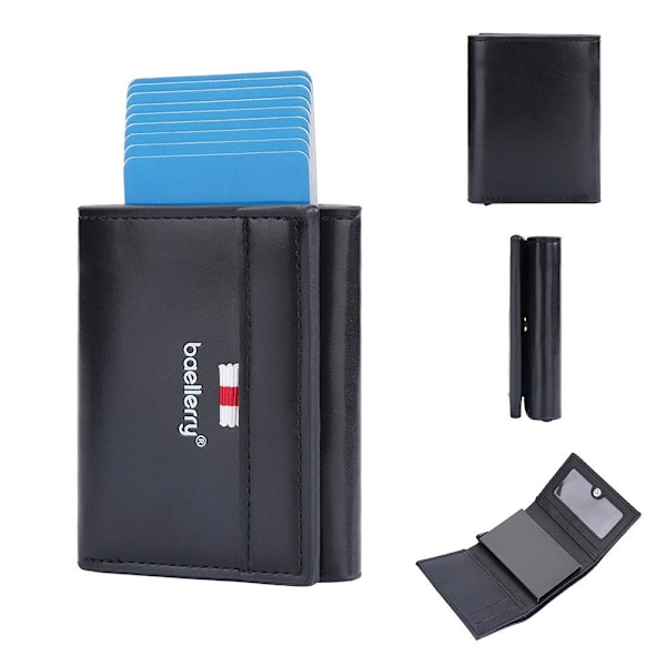 Baellerry RFID Blokering Herrepengepung Slim Trifold Multi Card Sl sort