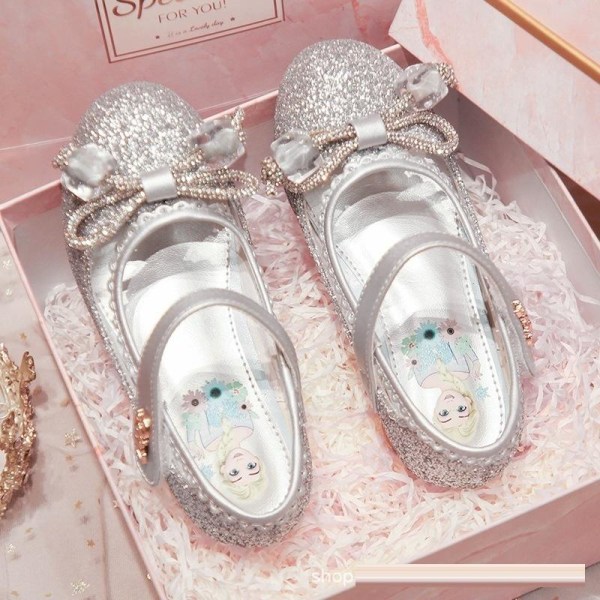 prinsessesko elsa sko børnefestsko sølvfarvede 22,5 cm / størrelse 36