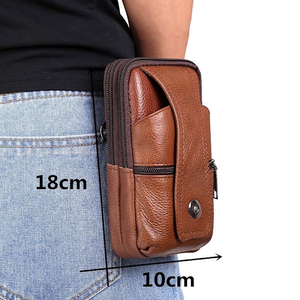 Män läder midja väska multifunktions-Fanny Pack stor kapacitet b Som på bilden 1 brown 2 layer