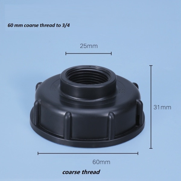 ibc tankadapter ibc koppling ibc anslutnings ibc tank adapter S60*6 till 3/4tum svart
