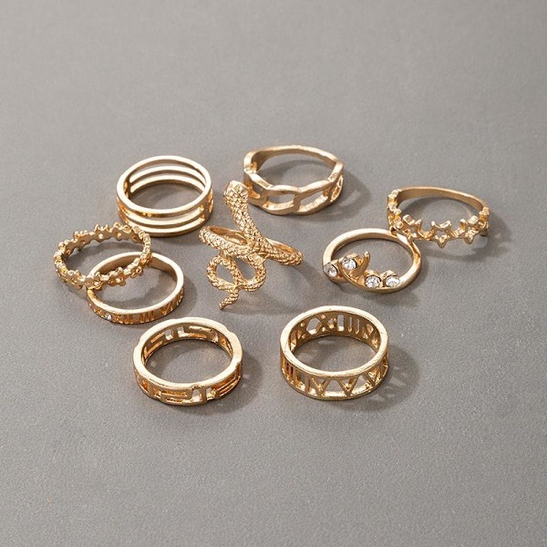 All fingers ring ringar set med olika mönster