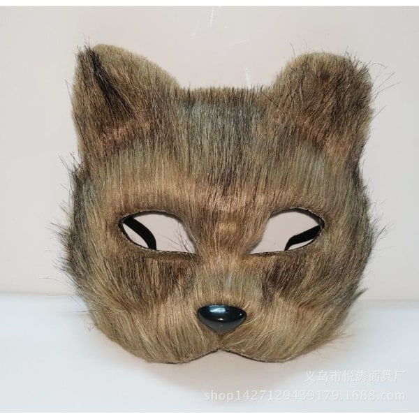 Mask ansiktsmaske fox animal mask masker maskerade for halloween cosp grå 2 stk