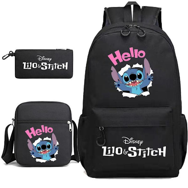 stitch reppu penaali olkahihna laukkupakkaus (3 kpl) musta