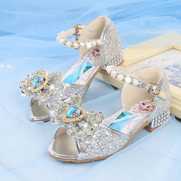 prinsessesko elsa sko børnefestsko sølvfarvede 17,5 cm / størrelse 27
