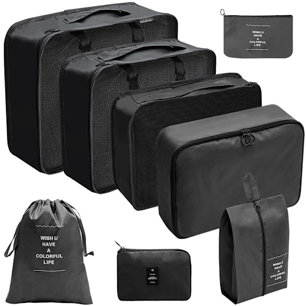 Organiseringsset til kufferter, 8 dele sort