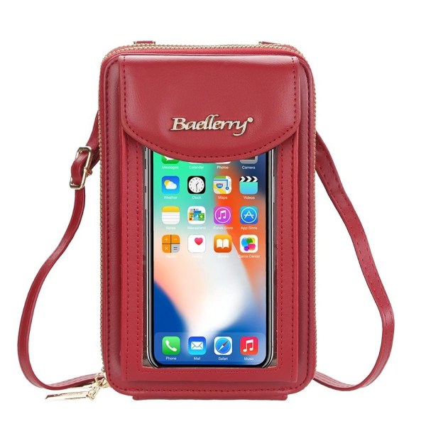 axelväska mobilväska med axelrem för mobil röd