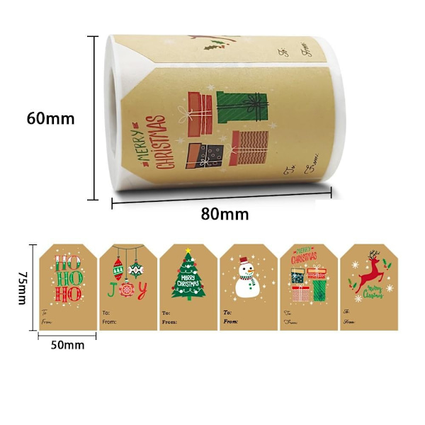 Självhäftande etiketter juletiketter klistermärken namnetiketter Stil 3 75x50mm