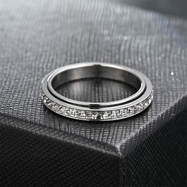 Blændende diamant roterende ring - 14K hvidguld lille firkantet d 4 mm firkantet diamant i rosa guld nr. 12