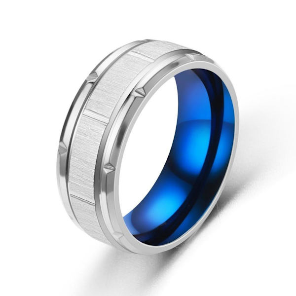 Titanium Steel Batch Flower Ring - dominera din stil med denna u 8mm rumsblå nr 11