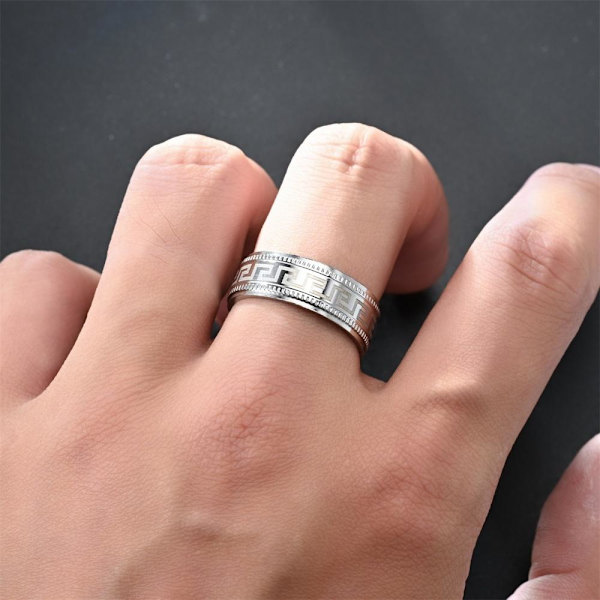Great Wall dubbelstegspräglad laserring - äkta kinesisk symbolik präglat murguld nr 9
