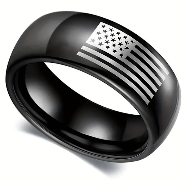 Kinesisk Nationalflag Ring - symbolsk patriotisme smykker til k 8 mm sort sløjfe amerikansk flag nr. 7