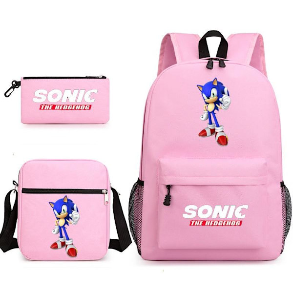 Sonic ryggsäck pennfodral axelremsväskor pack (3st) rosa 3