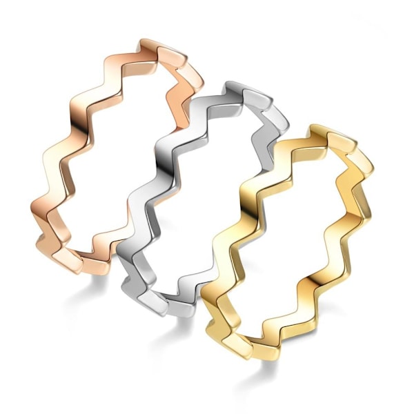 Arc Wave Shape Special Ring - Tyylikäs Pinky-sormus naisille d 2mm leikattua aaltoilevaa ruusukulta Nro 6