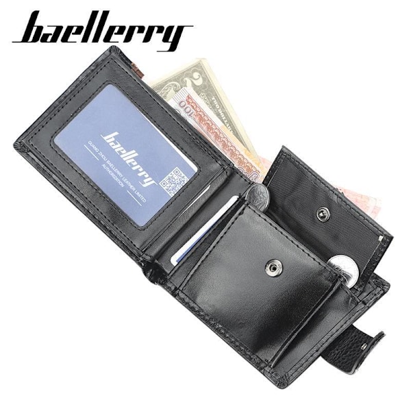 Baellerry mænd Bifold pung kort mode PU læder kreditkort ID sæt sort 11,5 cm * 8,5 cm * 2 cm