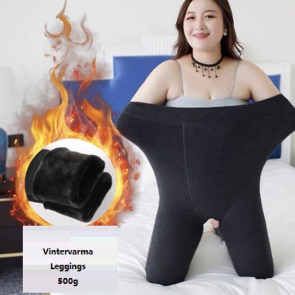 Vinter varme leggings kvinders tyk fleece høj talje sort