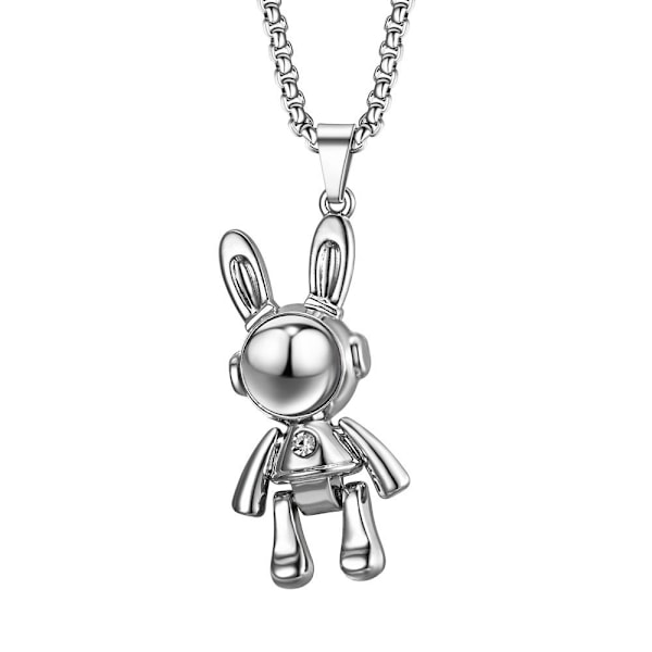 Galactic Groove Necklace: Unikt 4-färgs Astronaut Hip-Hop Chain transparent färg