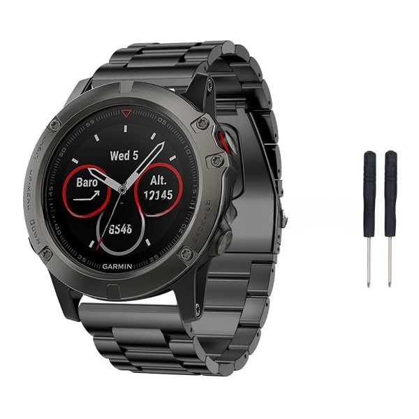 armbånd stål Garmin Fenix ​​7x/5x/6x sort