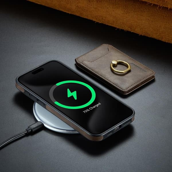 (Til iPhone 16 Plus) MagSafe Telefoncover med roterende ring og sort