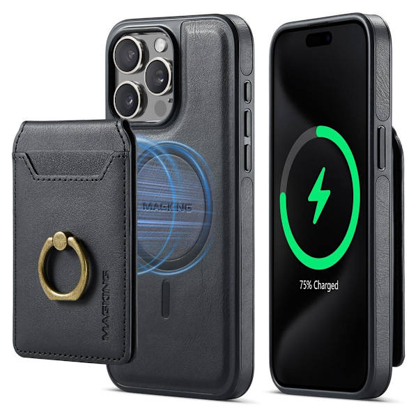(Til iPhone 13 Pro Max) MagSafe Telefoncover med roterende ring sort