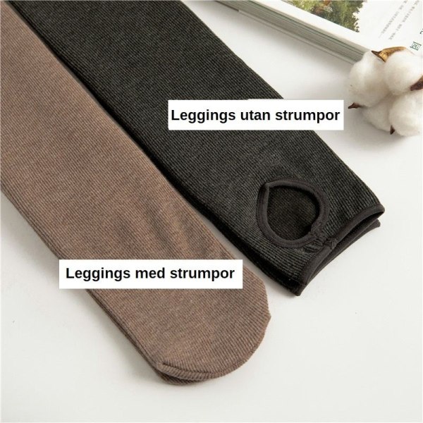 Vinter varm fleece foret tights leggings dame varm scrun brun leggings med sokker