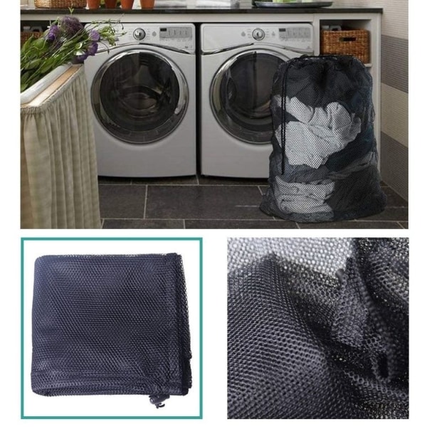 Veske stor vaskepose nettpose klespose 60x90cm hvit sort 2stk 2stk/sort1＋hvit