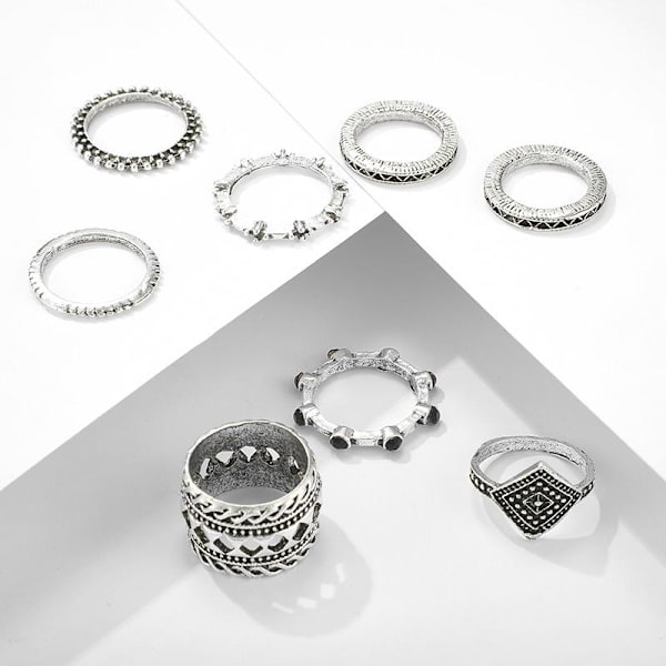 All fingers ring ringar set med olika mönster