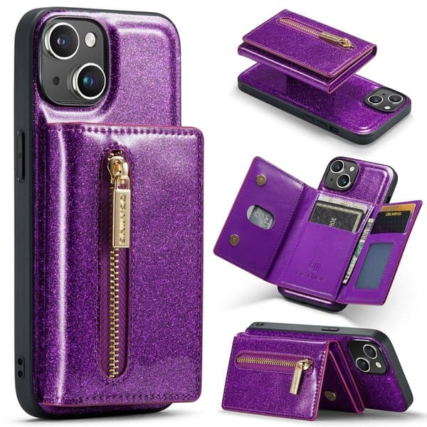 (Til iPhone 15 Pro Max) DG.MING M3-seriens glitrende telefoncover mørklilla