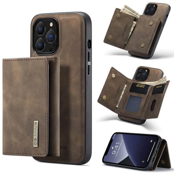 (iPhone 12 / iPhone 12 Pro) DG.MING M1 -sarjan irrotettava lompakko punainen