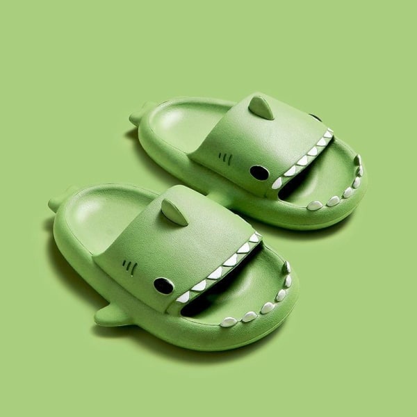 tøfler haj shark slippers shark slides barnetøfler grønne 170 (innvendig 17 cm)