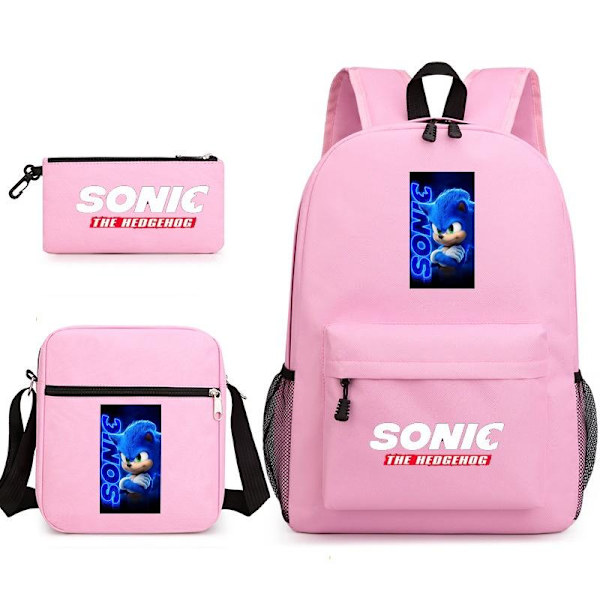 Sonic ryggsäck pennfodral axelremsväskor pack (3st) rosa 2