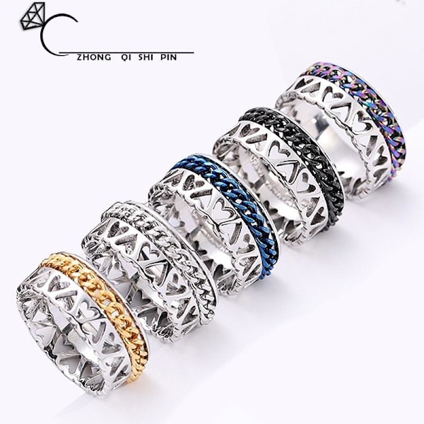 antistress spinner rotating fidget ring rings blue Størrelse 10 / 19,8 mm