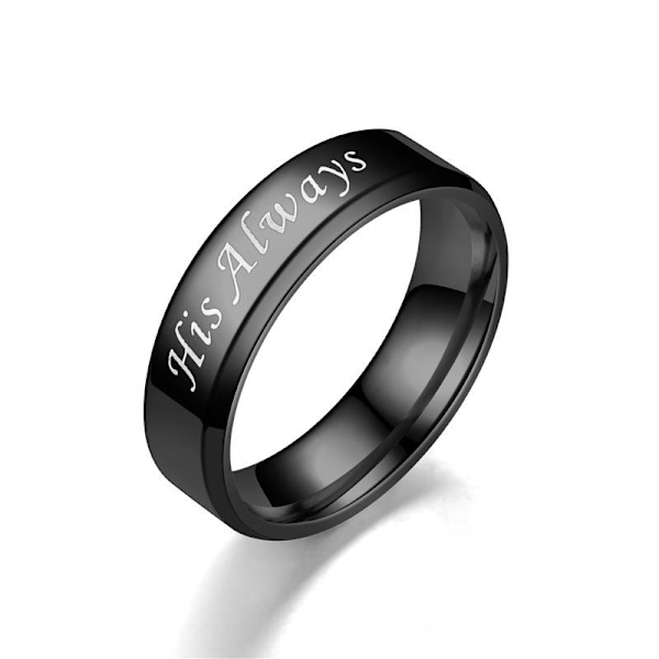 His Always Hers Forever Parring i rostfritt stål graverad "His F 6mm beveled black her forever nr 8