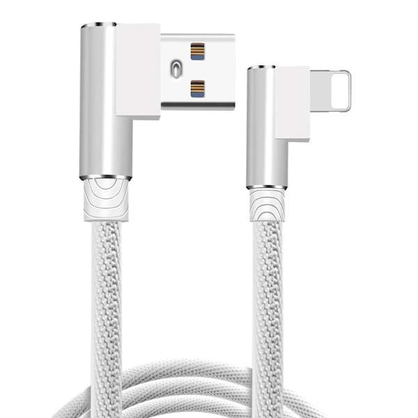 vinklad 90 graders laddare kabel USB a till USB c / iPhone Light (Lightning) vit 1 meter