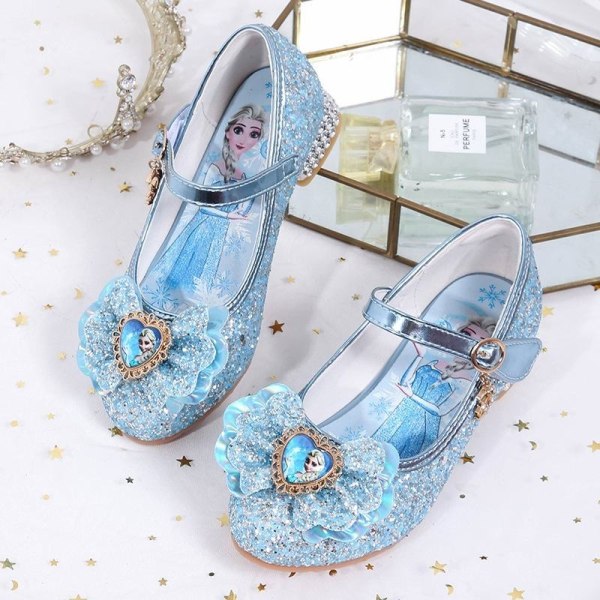 elsa prinsess skor barn flicka med paljetter blå 16cm / size24