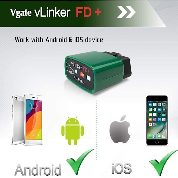 VLinker FD+ BLE 4.0 bildiagnostisk skanner for iOS og Android som på bildet