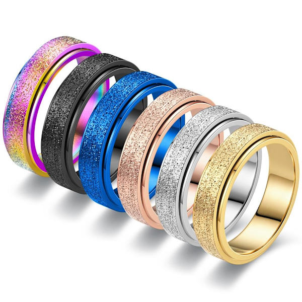Farverig roterende partner med perlesand - unik romantisk gave 6 mm guld nr. 9