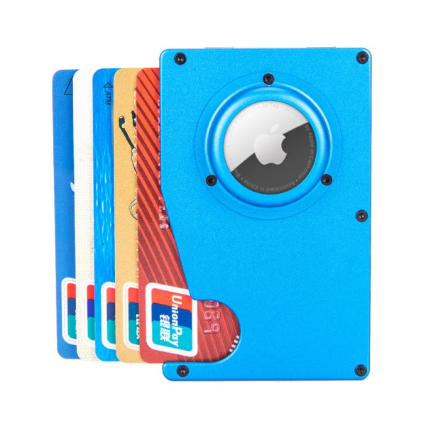 airtag plånbok lommebok korthållare kort RFID blå