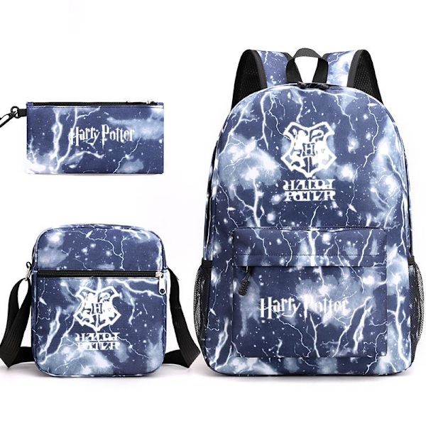 harry potter ryggsäck barn pennskrin axelväska pack (3st) blixt blå 2