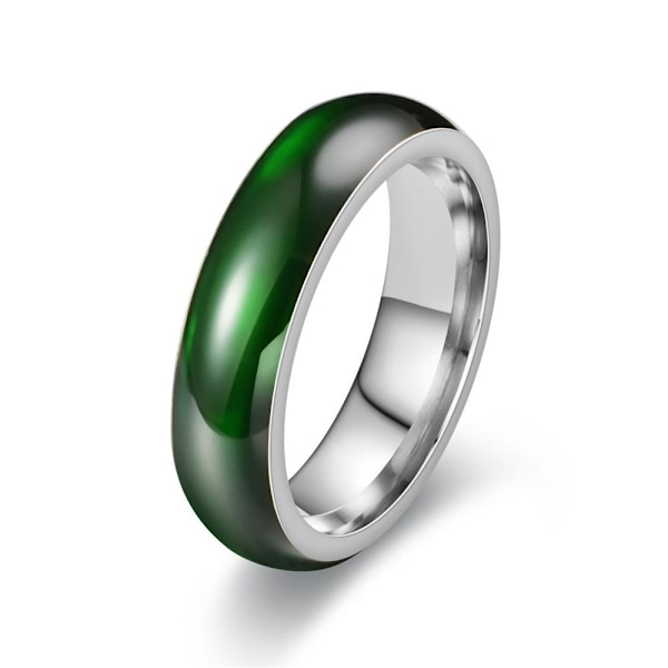 Glaserede grønne jade ringe - unikke 6 mm tykke stablede f 6 mm stålmaling nr. 12