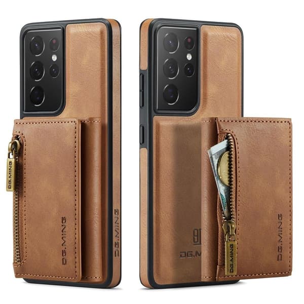 (For iPhone 16 Pro) DG.MING M5-serien avtakbart lommebokdeksel m brun