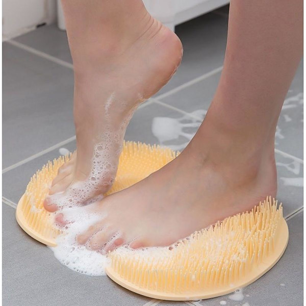 Halkfri duschmatta duschborste duschfotskrubber ryggskrubb skrub Orange 2 st
