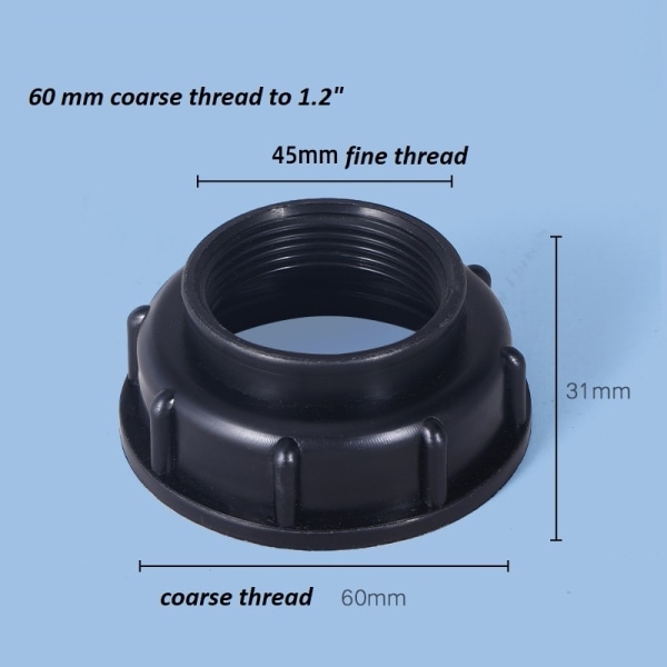 ibc tankadapter ibc koppling ibc anslutnings ibc tank adapter S60*6 till 1.2tum svart