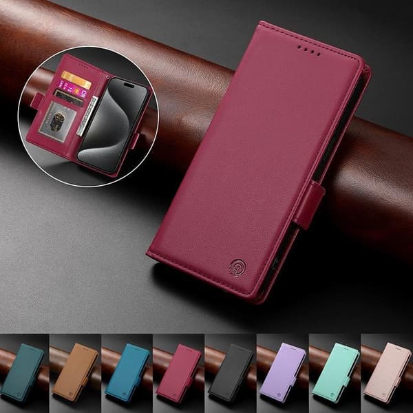 (Til Samsung S21 Plus /S30+) Læder telefoncover med kortlommer og sort