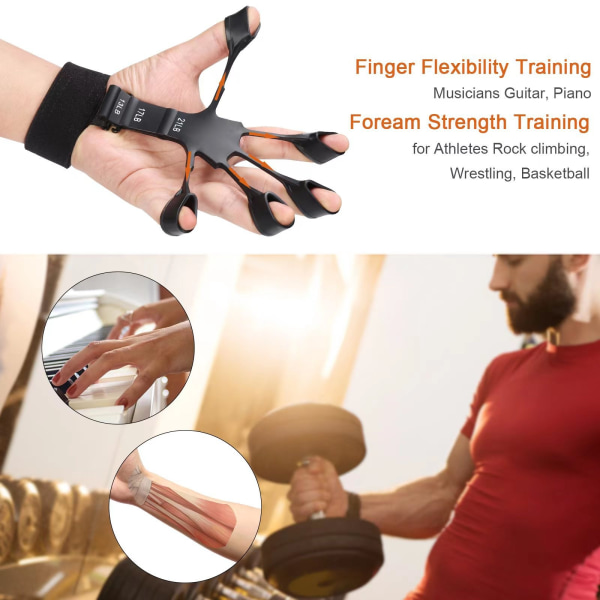 Fingertränare finger träning tränare träningsfinger med 6 olika Grå