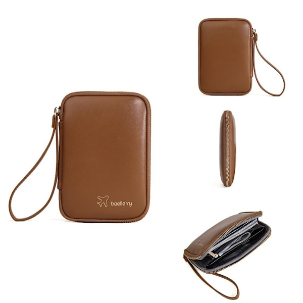 Baellerry Neutral Passskab - Elegant Minimalistisk RFID-blokering brun