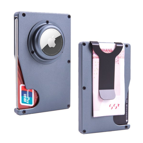airtag plånbok wallet korthållare kort RFID grå