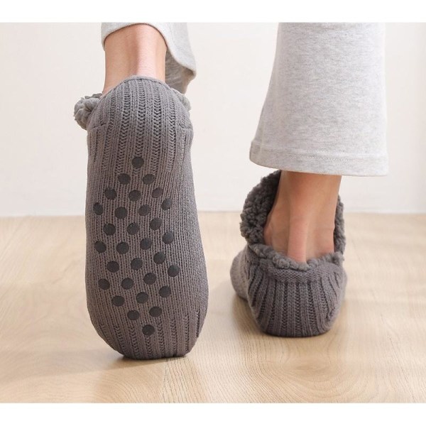 lämpimät neulotut sukat luistamattomat sukat paksut talvisukat sisällä bordeaux A 40-42 (indvendig 26 cm)