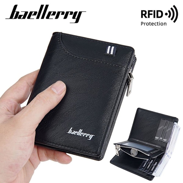 Baellerry Slim RFID-blokerende tegnebog til mænd med flere kortlommer sort