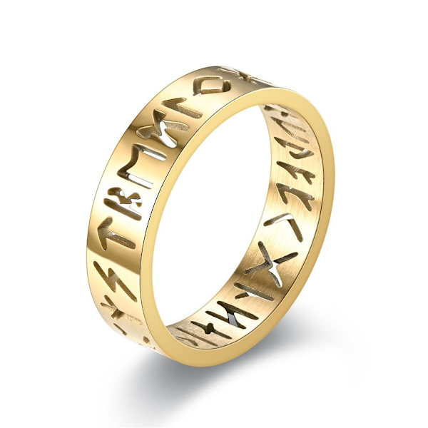 Nordic Rune Herrring i rostfritt stål - bestående symbol för sty 6mm guld nr 11